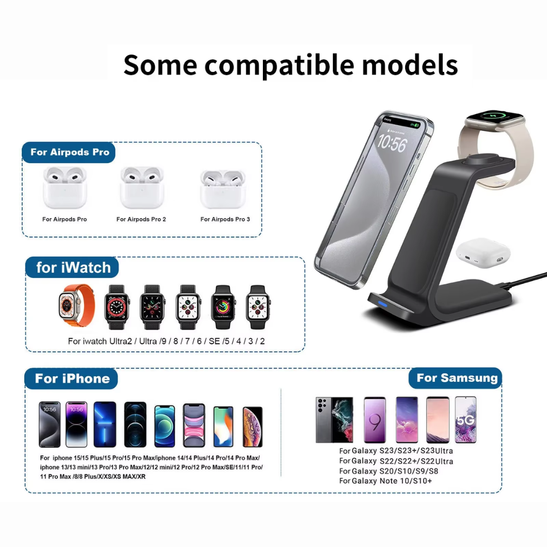 Universal 3-in-1 Wireless Charging Station