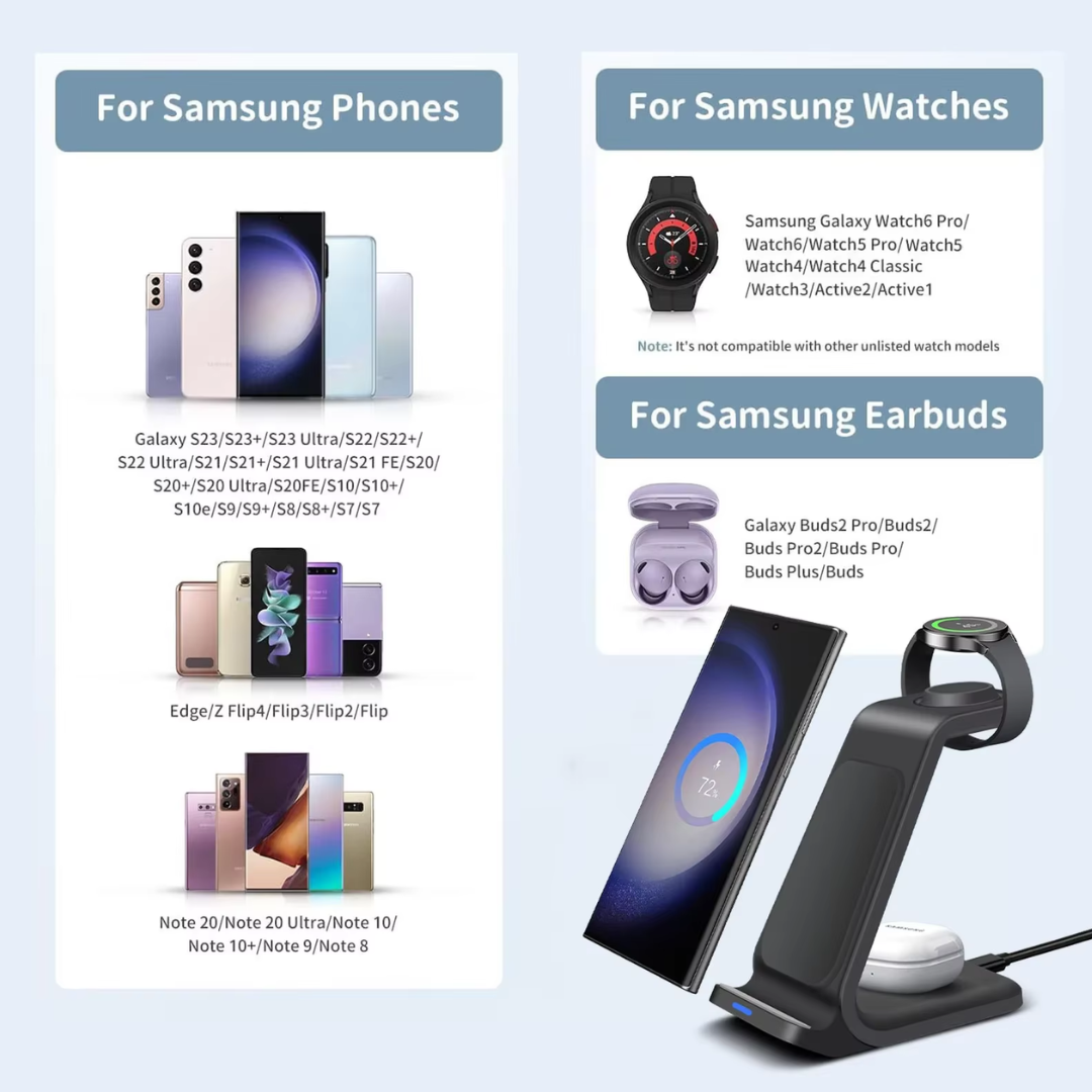 Universal 3-in-1 Wireless Charging Station